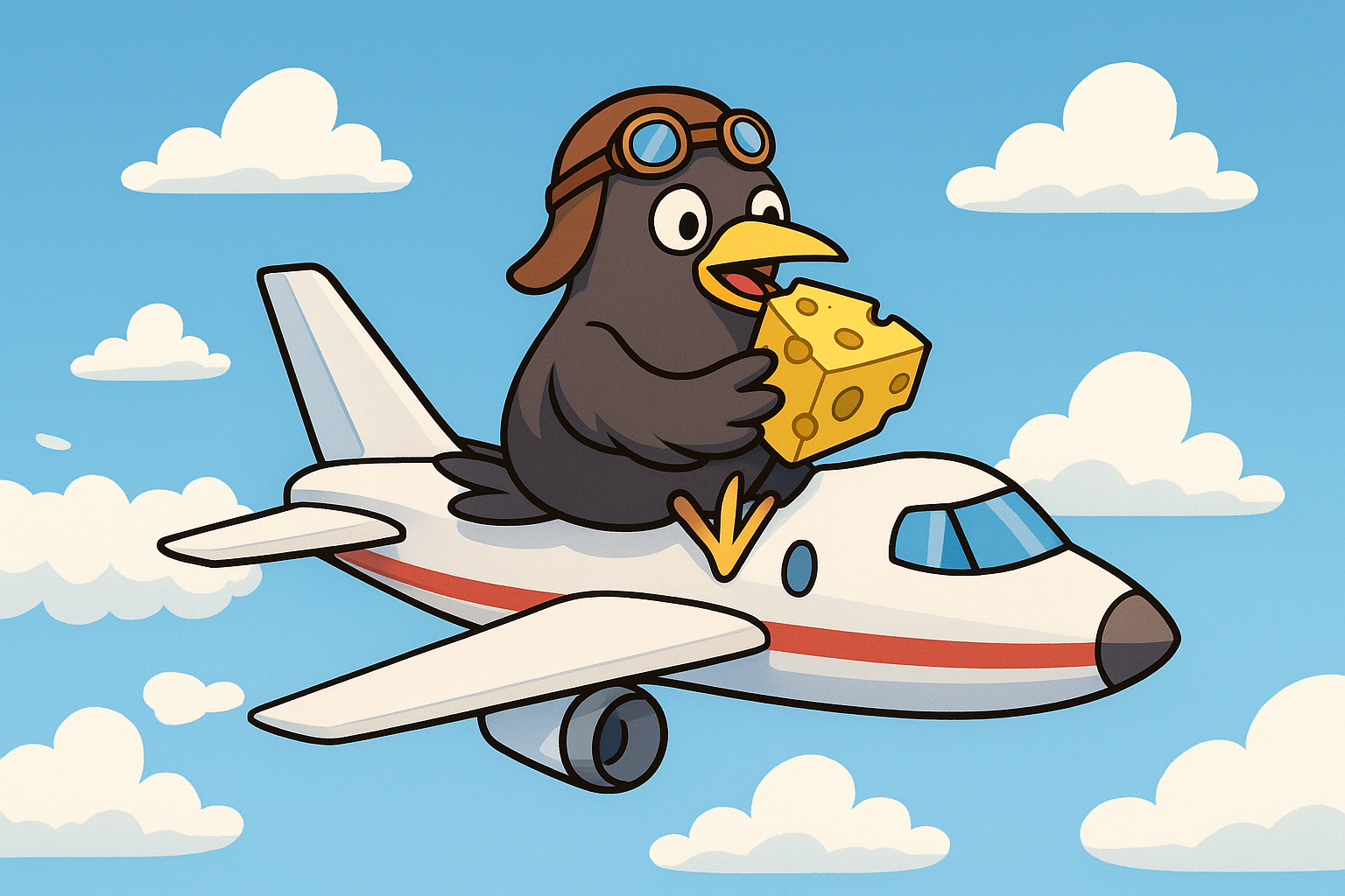A Steller on a Jet Eating Cheese -AI Creativity
